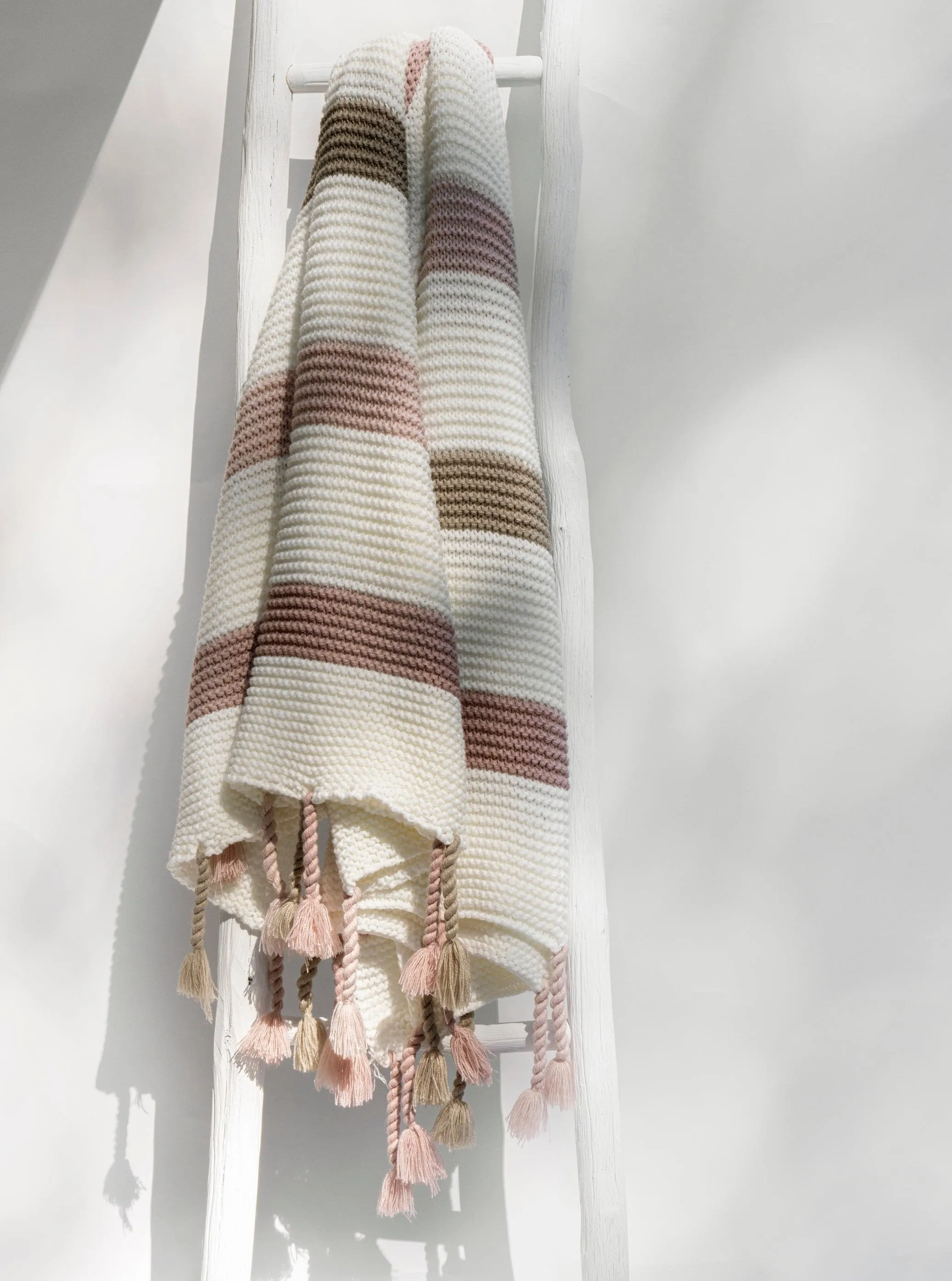 Boho Knitted Braided Tassel Throw Blanket