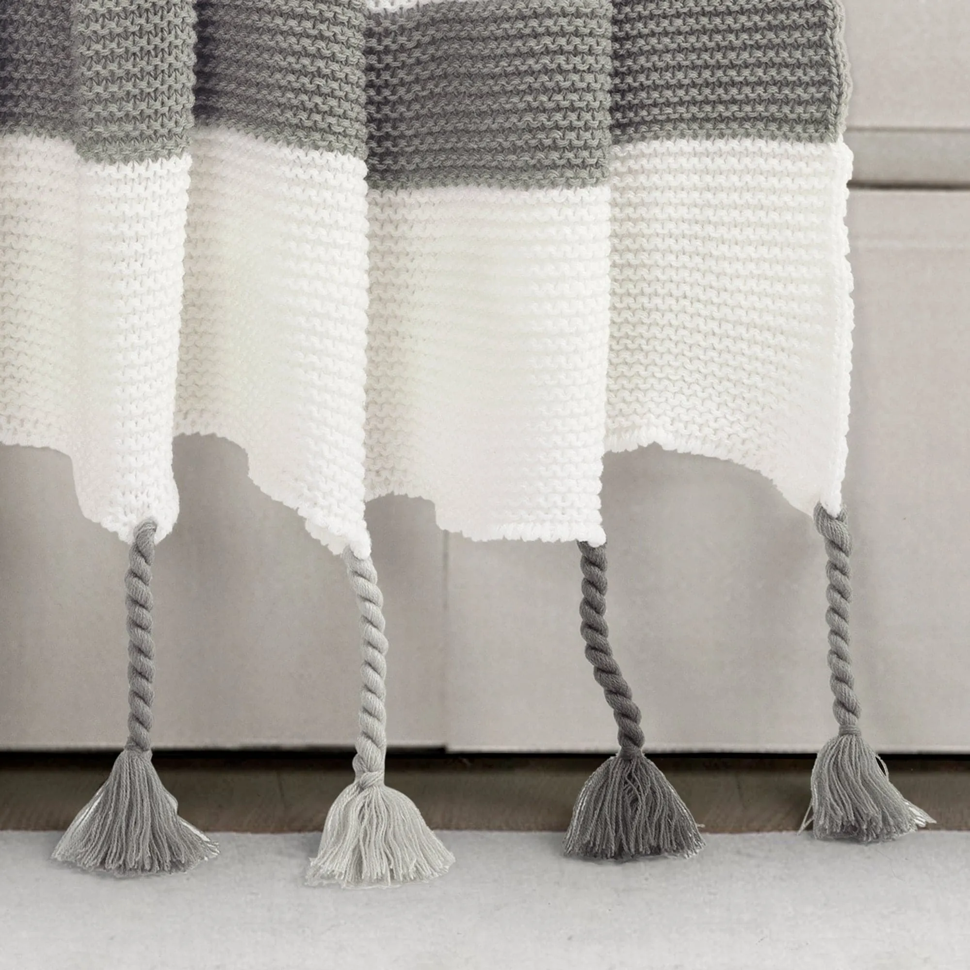 Boho Knitted Braided Tassel Throw Blanket