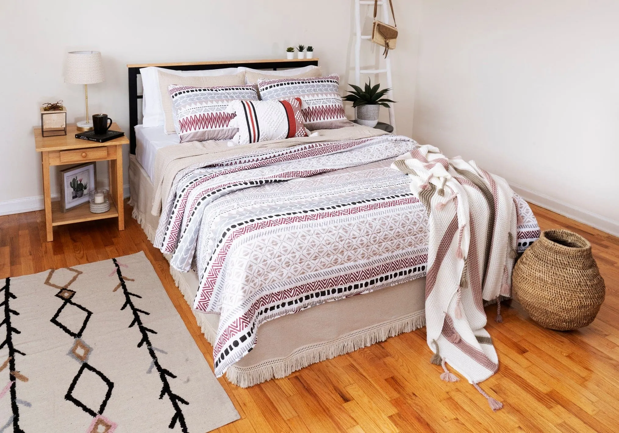 Boho Knitted Braided Tassel Throw Blanket
