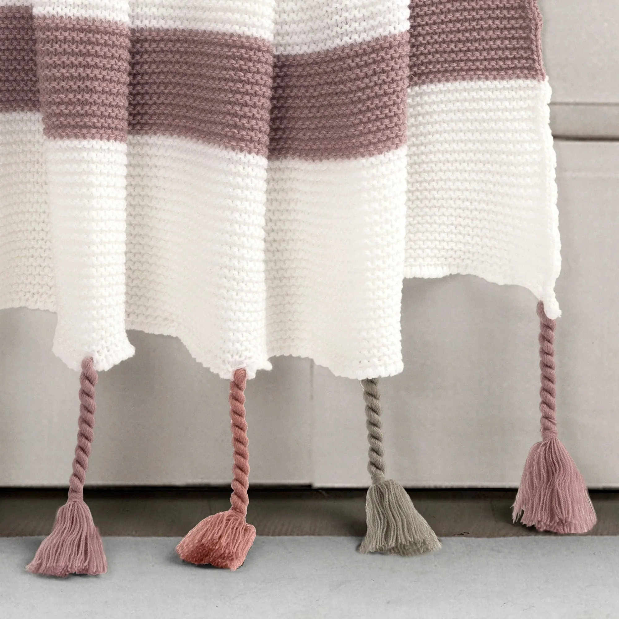 Boho Knitted Braided Tassel Throw Blanket