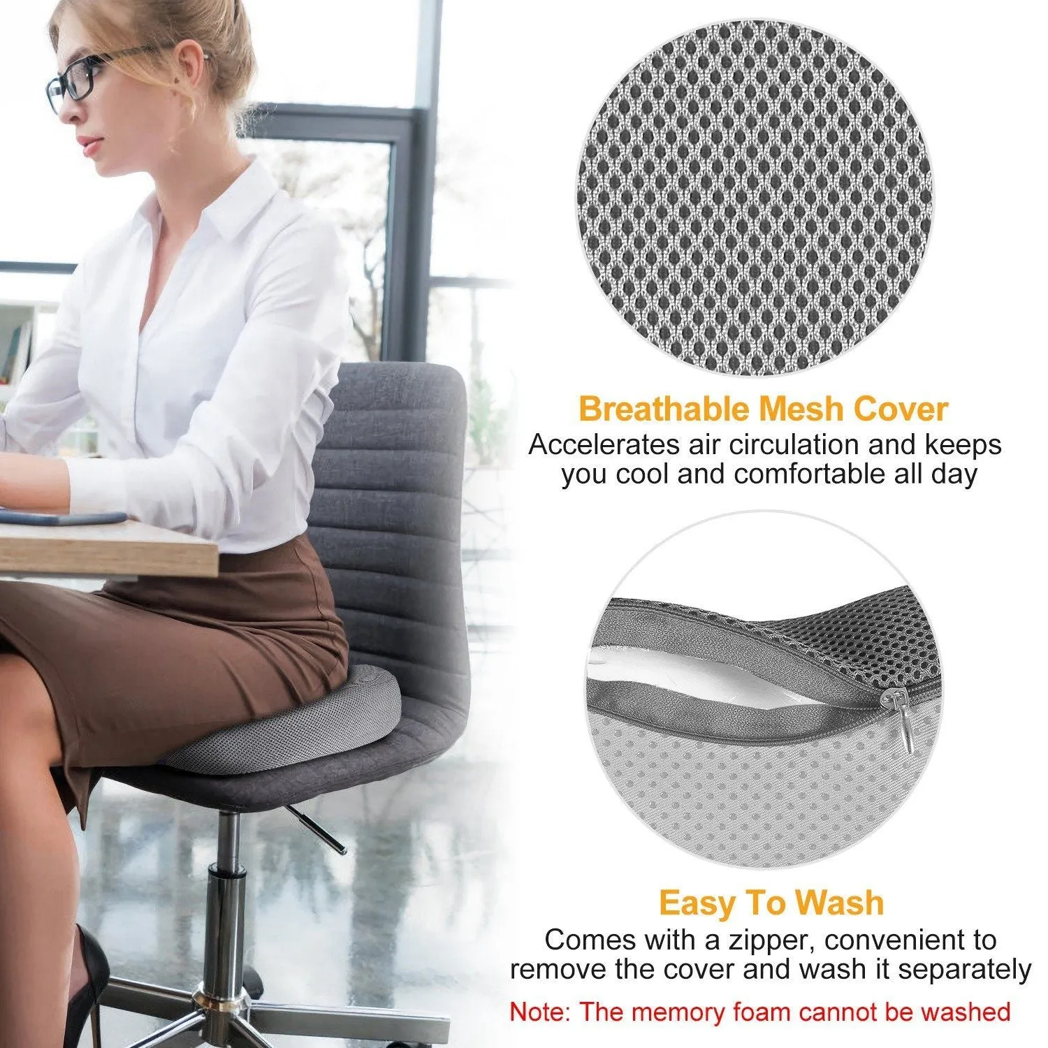 Coccyx Orthopedic Memory Foam Seat Cushion