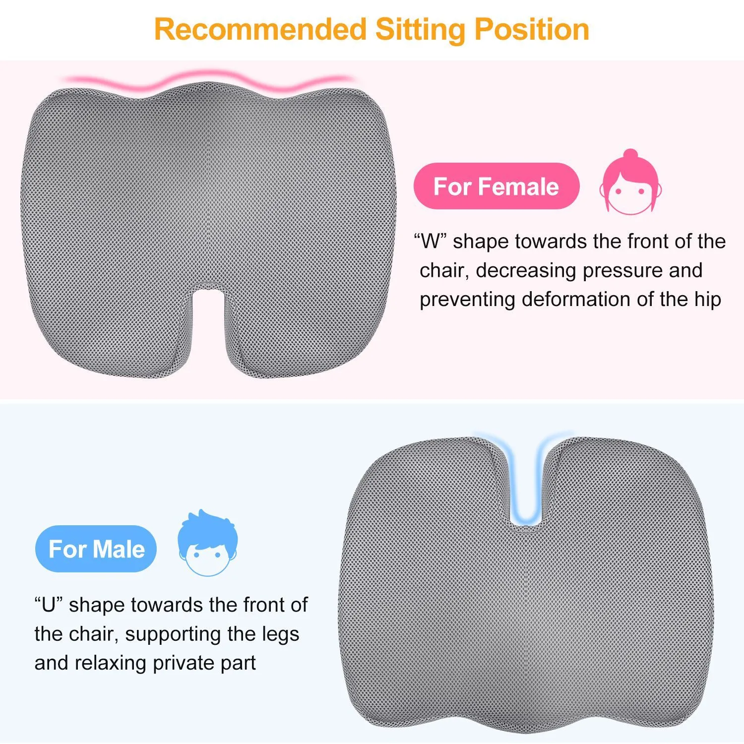 Coccyx Orthopedic Memory Foam Seat Cushion