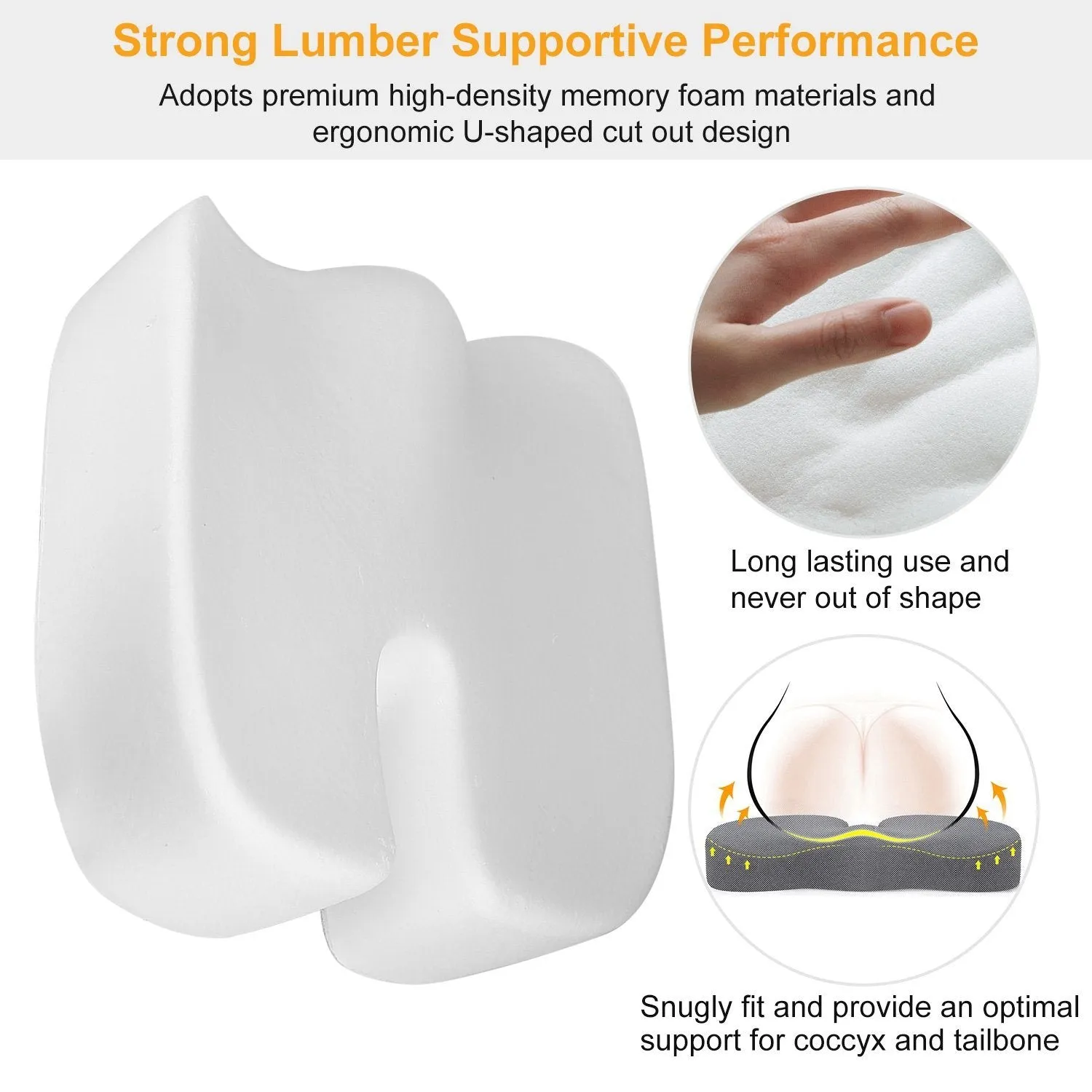 Coccyx Orthopedic Memory Foam Seat Cushion