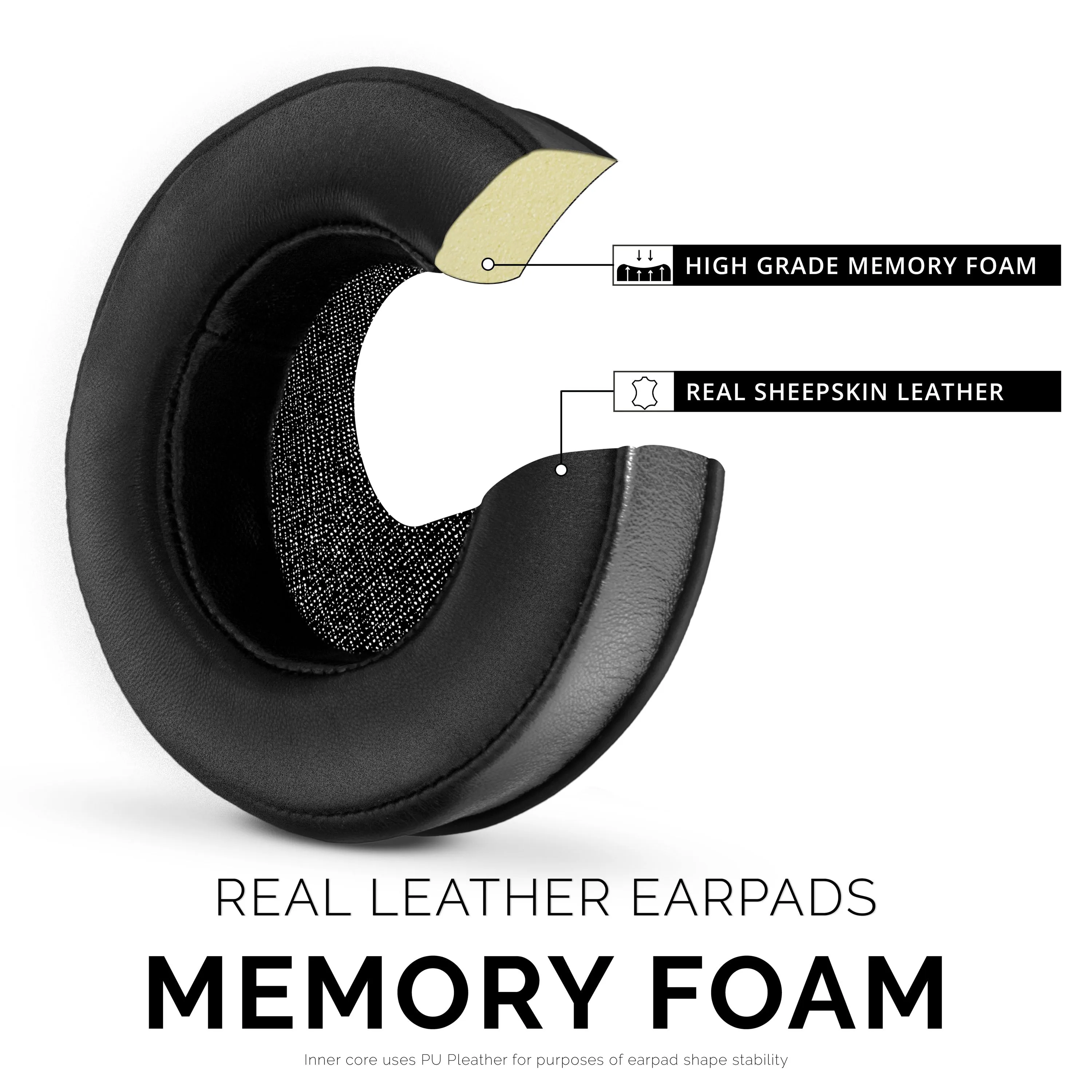 Headphone Memory Foam Earpads - XL Size - Sheepskin