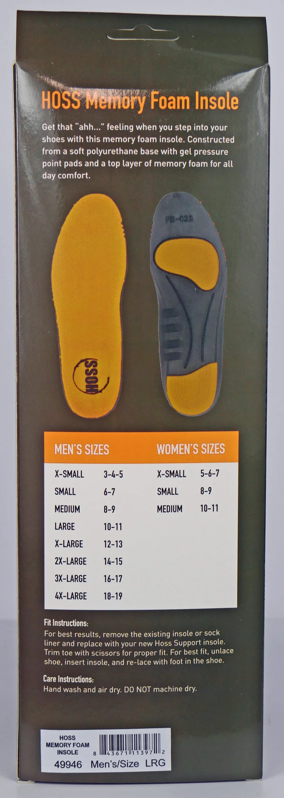 Hoss Unisex Memory Foam Insole