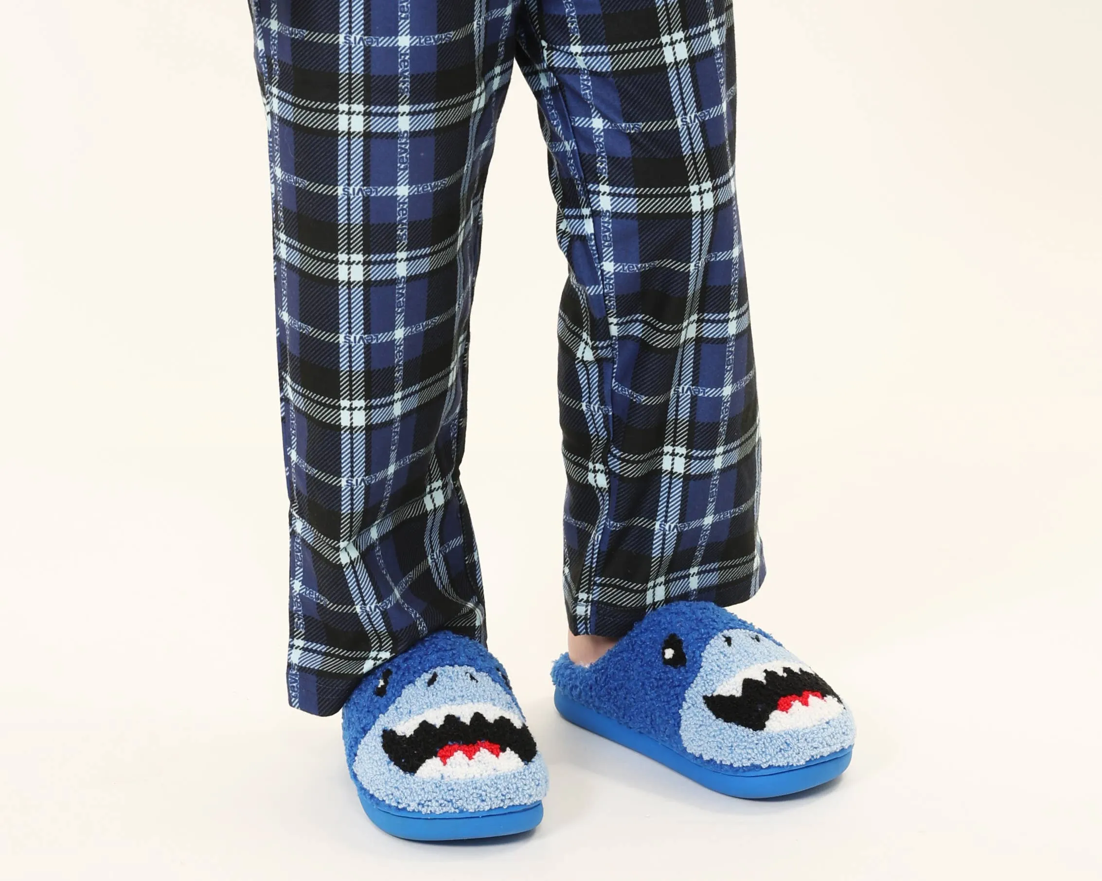 Kids Shark Slippers - Blue: BIG KIDS 1-3
