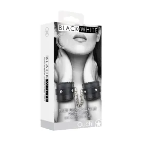 Ouch! B&W Plush Bonded Leather Hand Cuff
