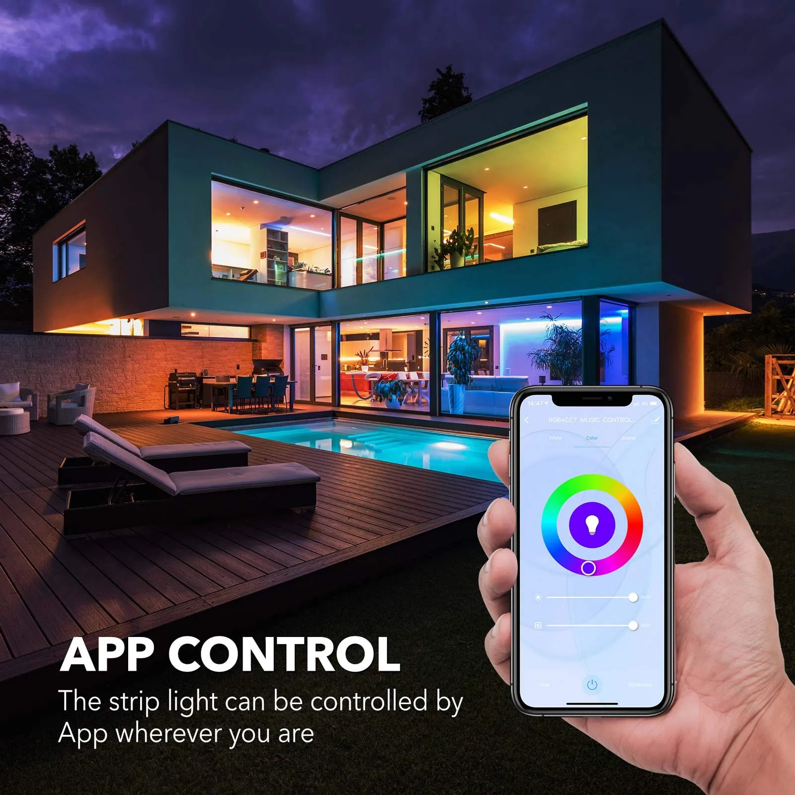 Smart LED Strip Lights 16.4ft WiFi RGBW LED Light Strips Work with Alexa and Google Assistant HBN
