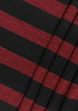 Striped Jersey Fabric Soft Touch Marl Effect 4-Way Stretch 54" Width Dressing - Wine