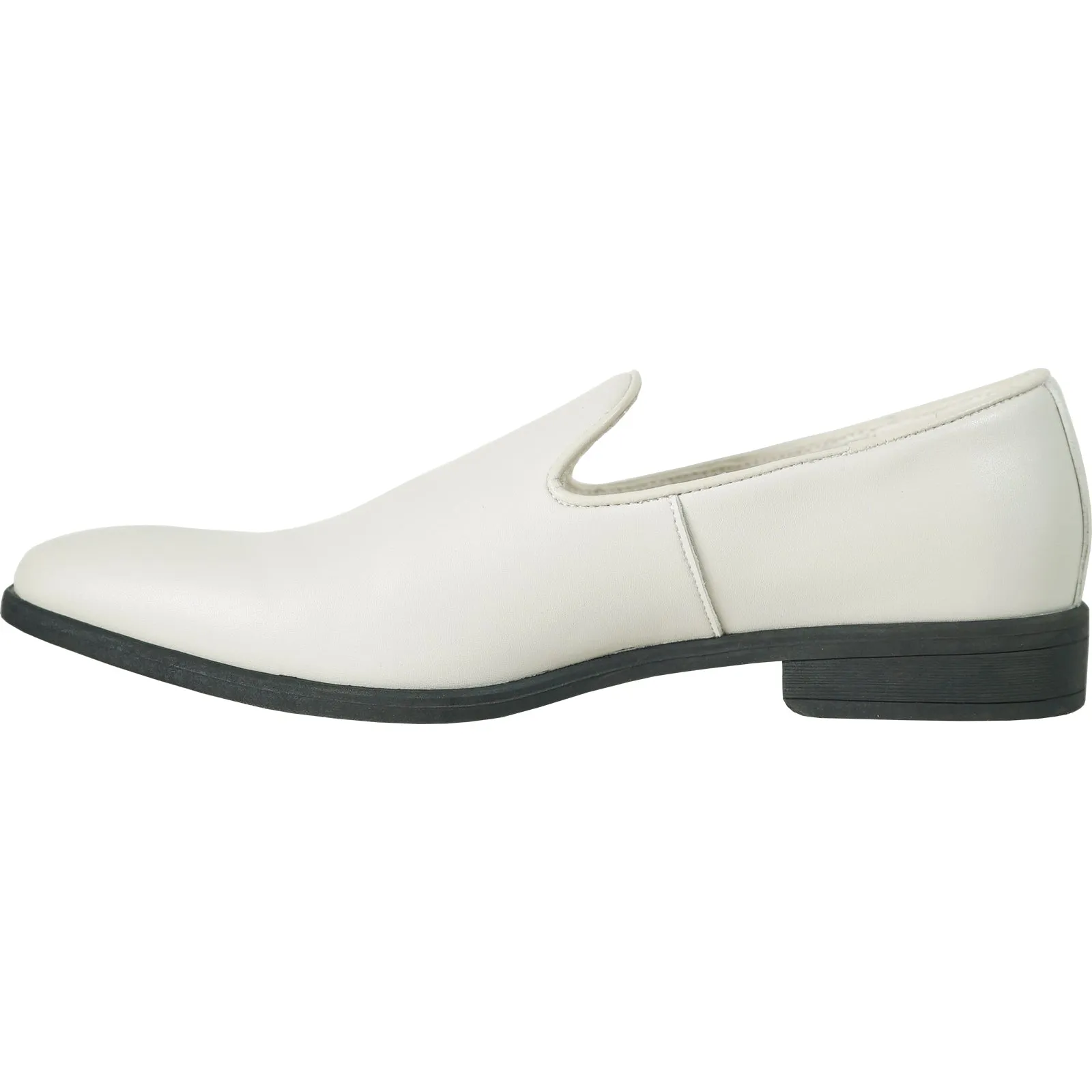 VANGELO Men Dress Shoe VALLO-3 Loafer Formal Tuxedo for Prom & Wedding Ivory Matte - Wide Width Available - Ortholite Insole