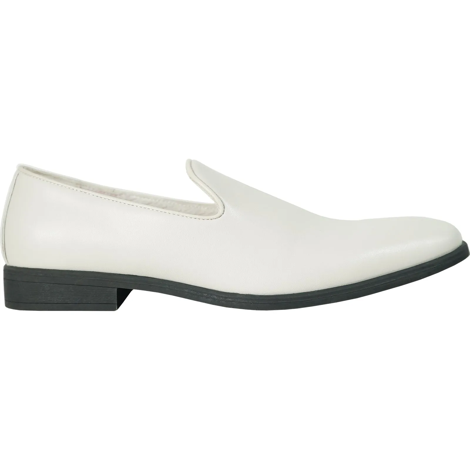 VANGELO Men Dress Shoe VALLO-3 Loafer Formal Tuxedo for Prom & Wedding Ivory Matte - Wide Width Available - Ortholite Insole